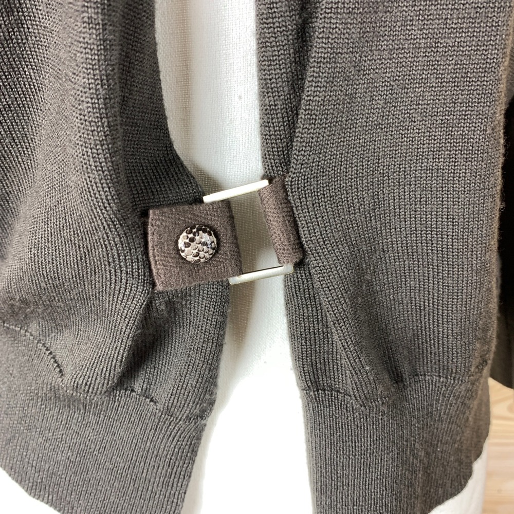 Worth Wool Cardigan Sweater Womens Medium Cropped One Button Minimalist Office - Picture 2 of 7